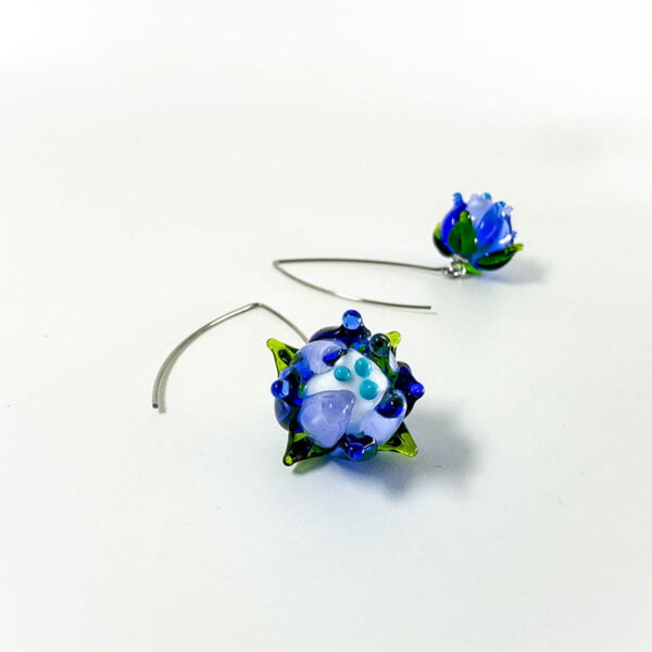 cercei murano flori din vis bleu
