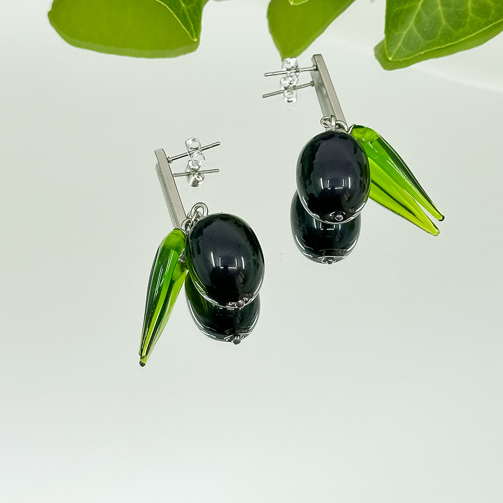 Cercei Murano Black Olives - imagine 2